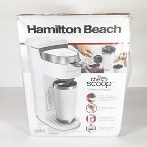 HAMILTON BEACH THE SCOOP SINGLE SERVE COFFEE MAKER IN WHITE BRAND NEW IN BOX